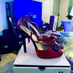 Red and black pumps